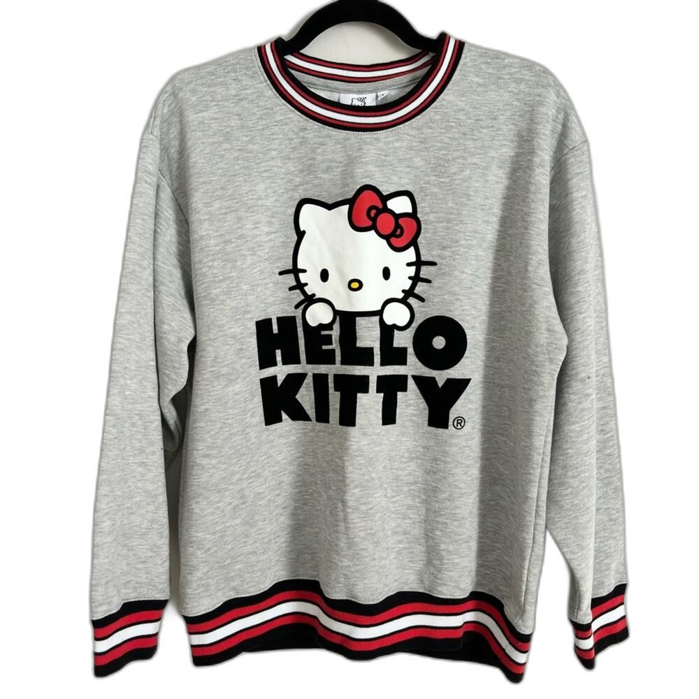 Sanrio Hello Kitty Gray Sweater Size L Varsity Striped